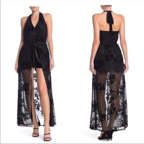 NWT Band Of Gypsies Lace Floral Walk Through Maxi - Picture 1 of 5